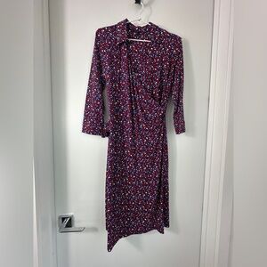 Talbots Red and Blue Patterned Long Sleeve Dress